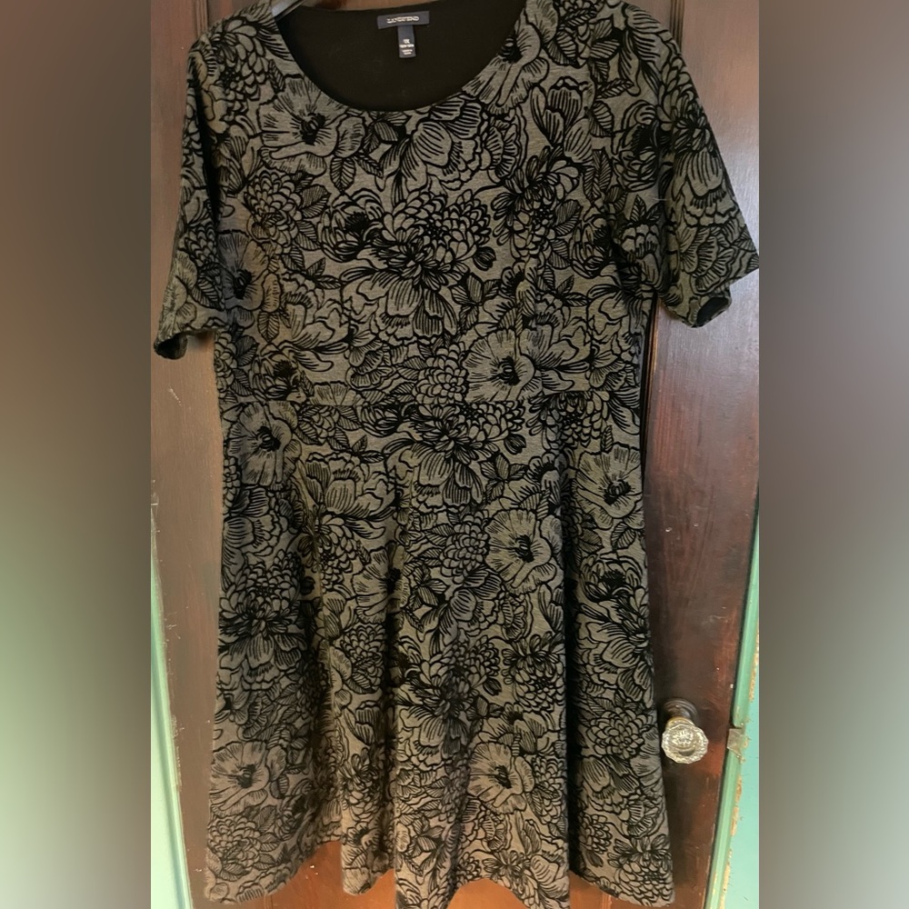 Land’s End flocked floral black dress